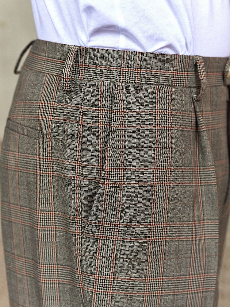 Neutral Relaxed Fit Jacquard Check Suit Trousers - Image 5 of 5