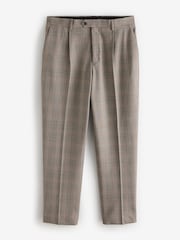 لون محايد - بنطلون بدلة Jacquard مربعات بتلبيس مريح - صورة 6 من 9