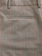 لون محايد - بنطلون بدلة Jacquard مربعات بتلبيس مريح - صورة 8 من 9