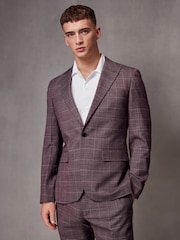 Pink Slim Fit Check Suit Jacket - Image 1 of 11