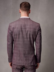 Pink Slim Fit Check Suit Jacket - Image 3 of 11
