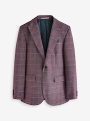 Pink Slim Fit Check Suit Jacket - Image 7 of 11