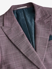 Pink Slim Fit Check Suit Jacket - Image 8 of 11