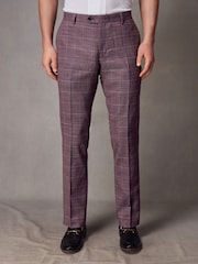 Pink Slim Fit Check Suit Trousers - Image 1 of 9