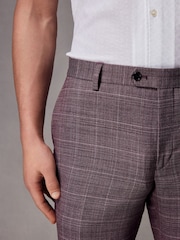 Pink Slim Fit Check Suit Trousers - Image 4 of 9