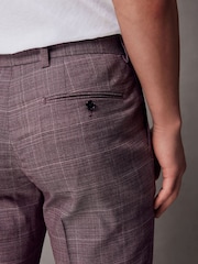 Pink Slim Fit Check Suit Trousers - Image 5 of 9