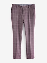 Pink Slim Fit Check Suit Trousers - Image 6 of 9