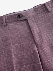 Pink Slim Fit Check Suit Trousers - Image 7 of 9