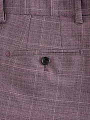 Pink Slim Fit Check Suit Trousers - Image 8 of 9
