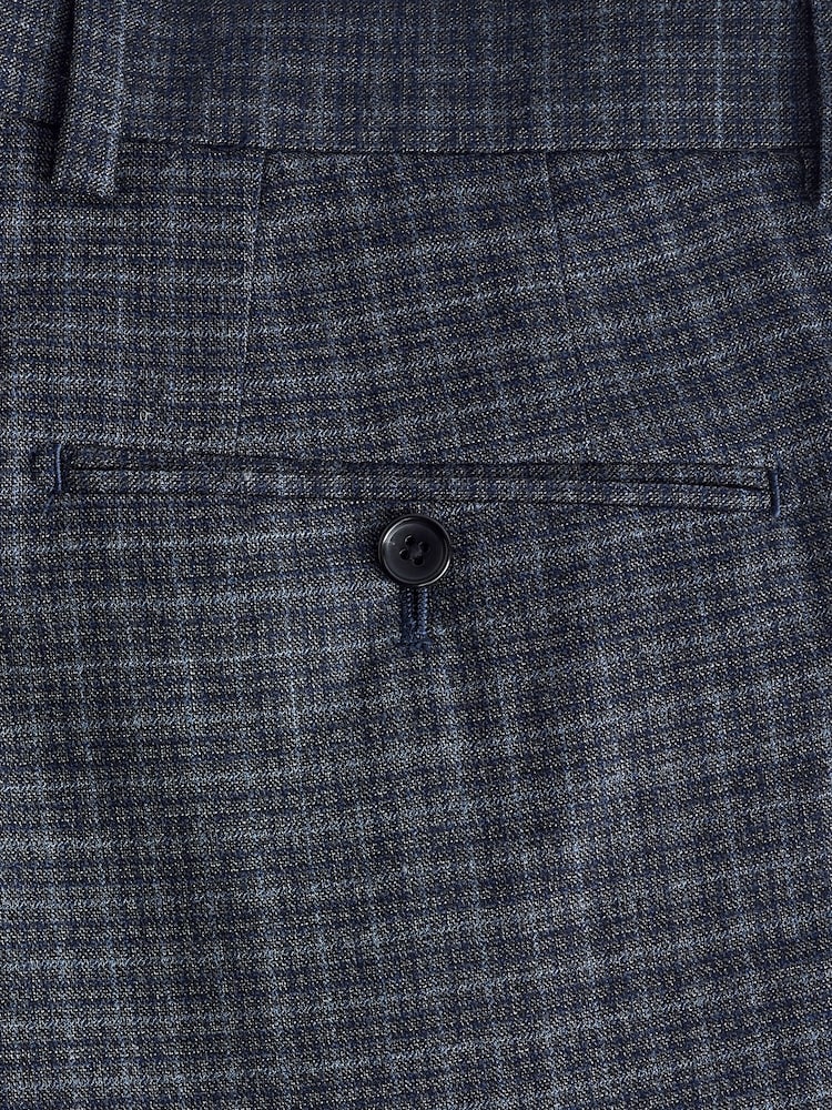 Navy Blue Textured Micro Check Suit Trousers - Image 3 of 4