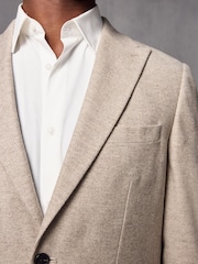 Neutral Wool Blend Herringbone Suit Jacket - Image 3 of 9