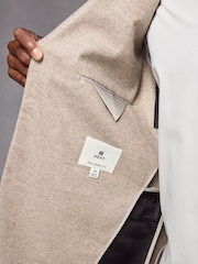 Neutral Wool Blend Herringbone Suit Jacket - Image 4 of 9