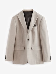 Neutral Wool Blend Herringbone Suit Jacket - Image 5 of 9