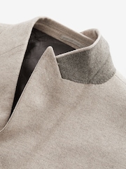 Neutral Wool Blend Herringbone Suit Jacket - Image 7 of 9