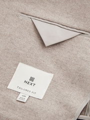 Neutral Wool Blend Herringbone Suit Jacket - Image 8 of 9