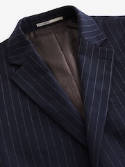 Navy Blue Slim Fit Flannel Stripe Suit Jacket - Image 8 of 11