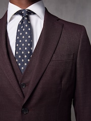 Red Tailored Fit Textured Wool Suit Jacket - Image 3 of 11