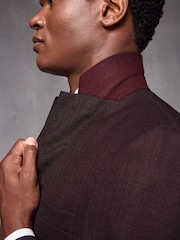 Red Tailored Fit Textured Wool Suit Jacket - Image 4 of 11