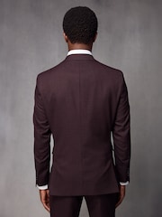 Red Tailored Fit Textured Wool Suit Jacket - Image 5 of 11