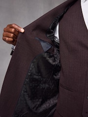 Red Tailored Fit Textured Wool Suit Jacket - Image 6 of 11