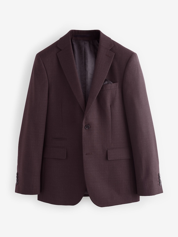 Red Tailored Fit Textured Wool Suit Jacket - Image 7 of 11