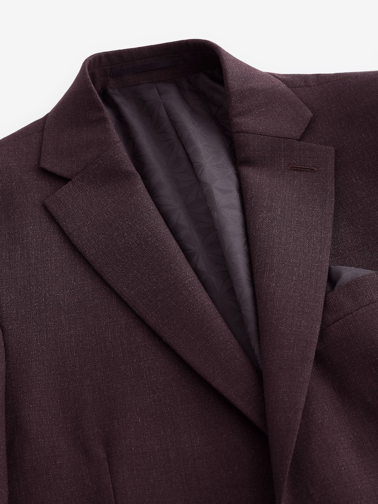 Red Tailored Fit Textured Wool Suit Jacket - Image 9 of 11