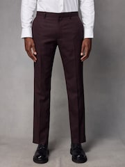 Red Tailored Fit Textured Wool Blend Suit Trousers - Image 1 of 9