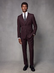 Red Tailored Fit Textured Wool Blend Suit Trousers - Image 2 of 9