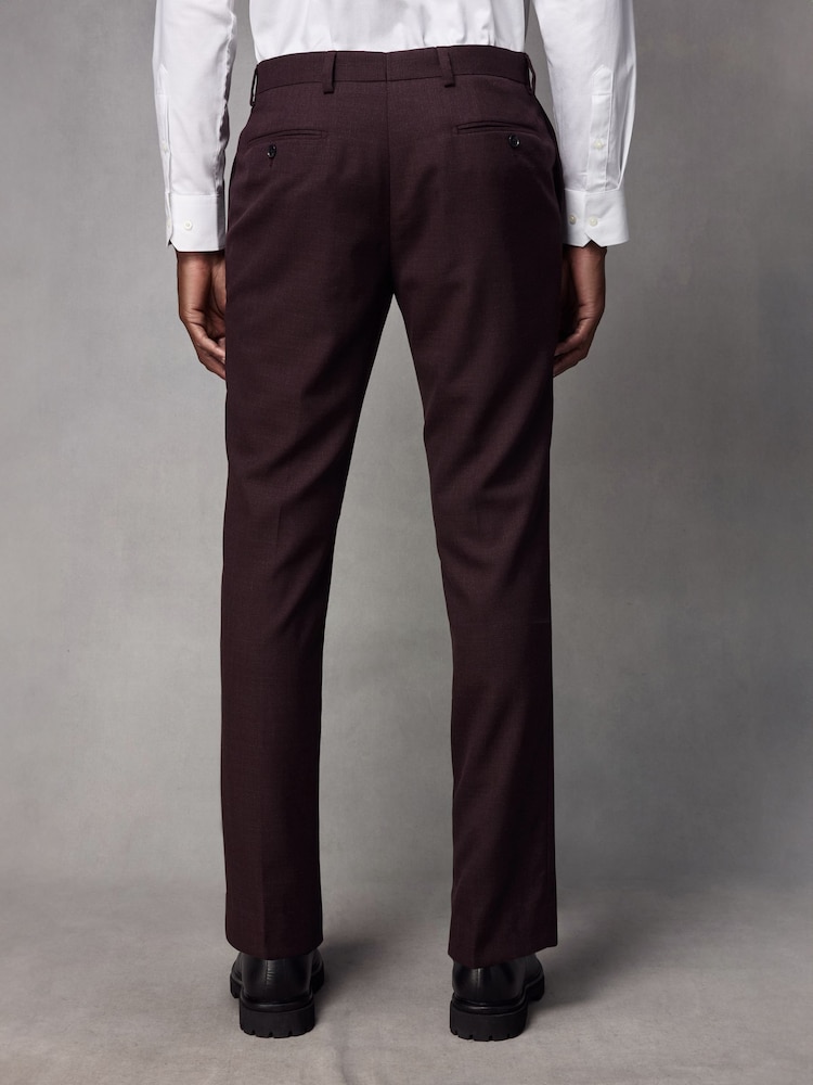 Red Tailored Fit Textured Wool Blend Suit Trousers - Image 3 of 9