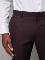 Red Tailored Fit Textured Wool Blend Suit Trousers - Image 4 of 9