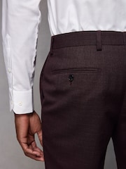 Red Tailored Fit Textured Wool Blend Suit Trousers - Image 5 of 9