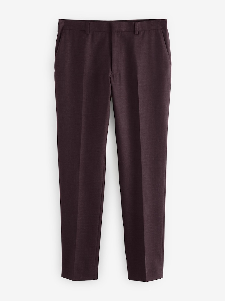 Red Tailored Fit Textured Wool Blend Suit Trousers - Image 6 of 9