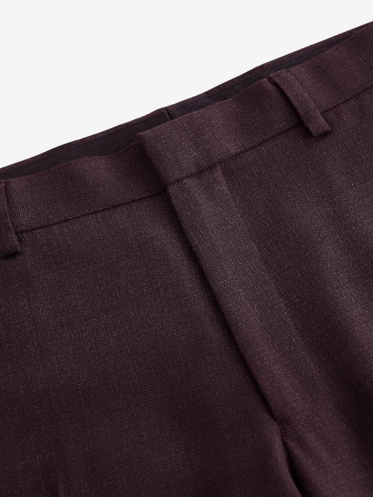 Red Tailored Fit Textured Wool Blend Suit Trousers - Image 7 of 9