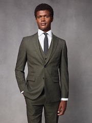 Green Slim Fit Textured Wool Suit Jacket - Image 1 of 10