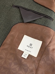 Green Slim Fit Textured Wool Suit Jacket - Image 10 of 10