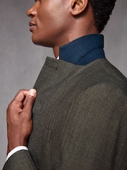 Green Slim Fit Textured Wool Suit Jacket - Image 5 of 10