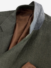Green Slim Fit Textured Wool Suit Jacket - Image 6 of 10