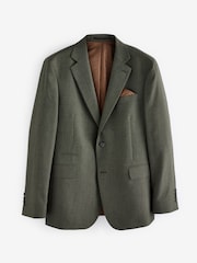 Green Slim Fit Textured Wool Suit Jacket - Image 7 of 10