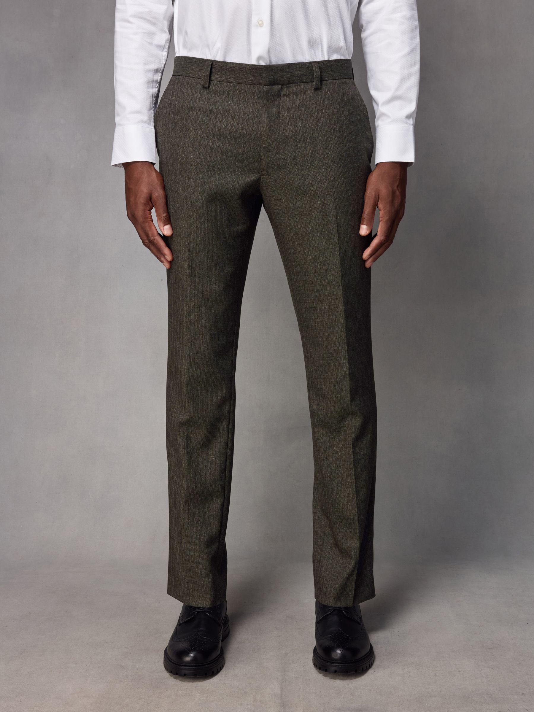 Buy Green Slim Fit Textured Wool Suit Trousers from Next Poland