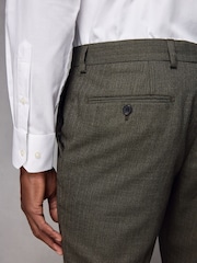 Green Slim Fit Textured Wool Suit Trousers - Image 3 of 9
