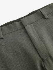 Green Slim Fit Textured Wool Suit Trousers - Image 9 of 9