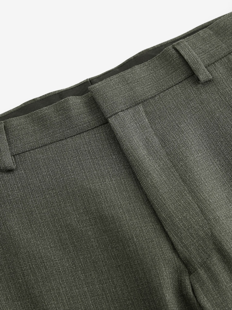 Green Slim Fit Textured Wool Suit Trousers - Image 9 of 9