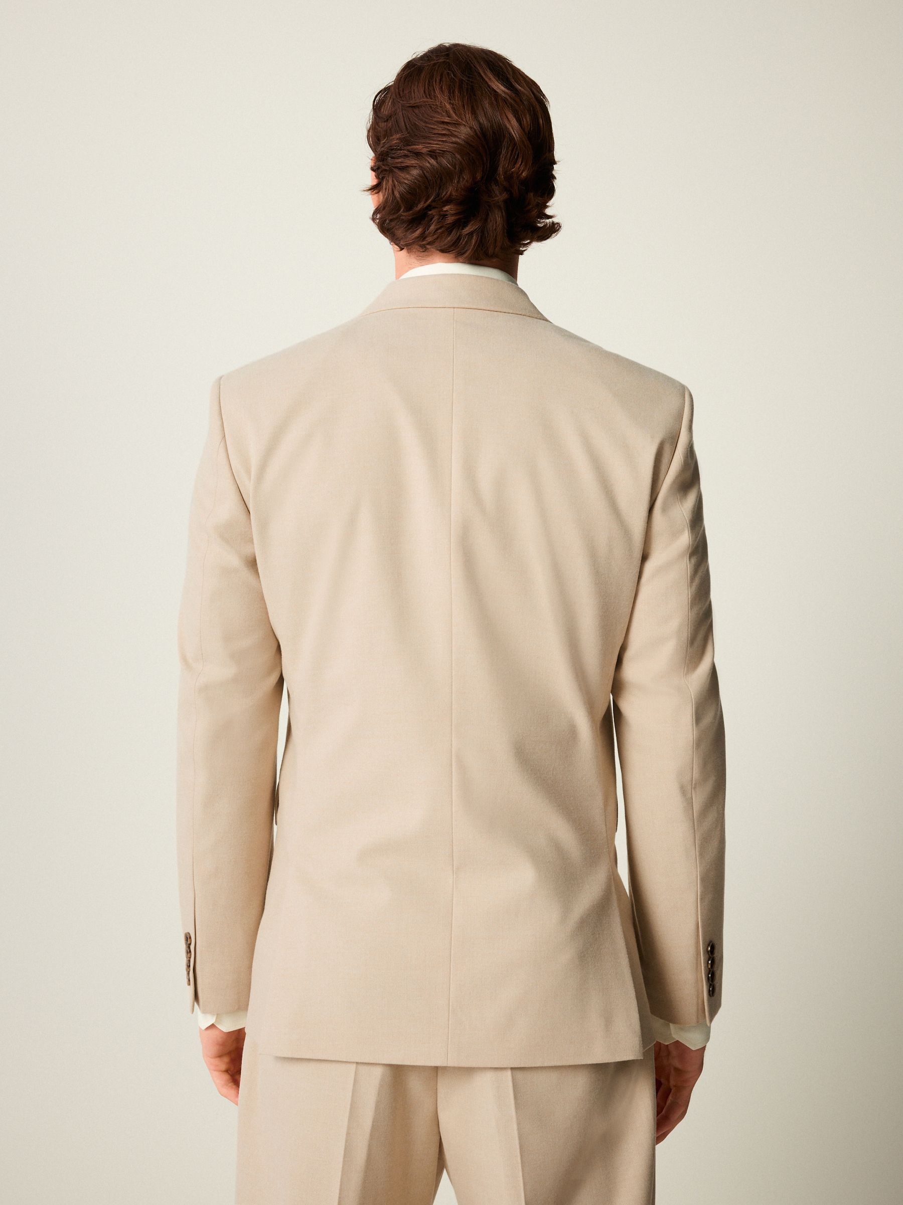 Buy Neutral Slim Fit Flannel Suit Jacket from Next Romania