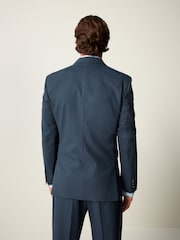 Blue Slim Fit Textured Flannel Suit Jacket - Image 3 of 9