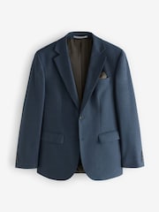 Blue Slim Fit Textured Flannel Suit Jacket - Image 5 of 9