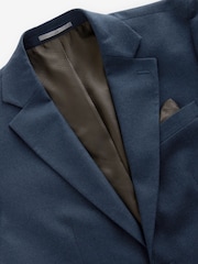 Blue Slim Fit Textured Flannel Suit Jacket - Image 6 of 9