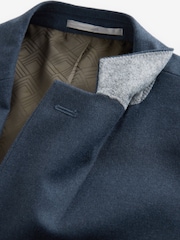 Blue Slim Fit Textured Flannel Suit Jacket - Image 7 of 9