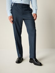 Blue Slim Fit Textured Flannel Suit Trousers - Image 1 of 9