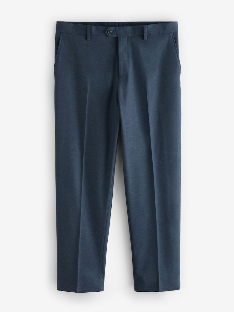 Bleu - Pantalons de costume en flanelle texturée coupe ajustée - Image 6 of 9