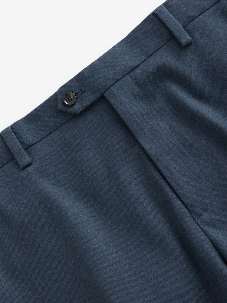 Bleu - Pantalons de costume en flanelle texturée coupe ajustée - Image 7 of 9